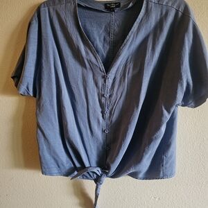 Velvet Heart Blue Button-Down Top
